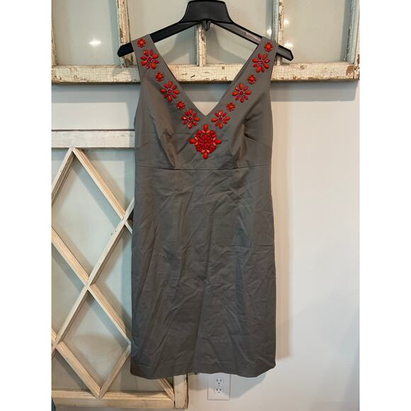 NWT Boden size 6 beige dress with red beading - Picture 1 of 5